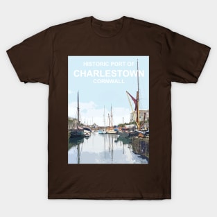 Historic Port Charlestown Cornwall.  Cornish gift Kernow Travel location poster, St Austell T-Shirt